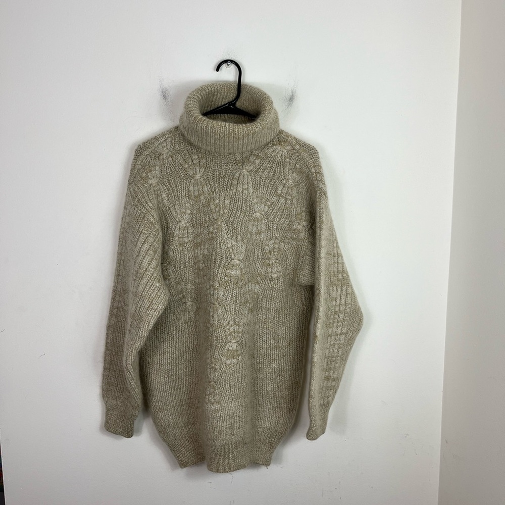 Vintage Chunky Knitted Wool Turtleneck Sweater‎ Sz M